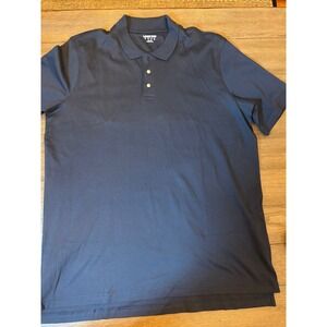 Lands End Mens Polo Shirt XL Tall Navy Blue Short Sleeve Solid Cotton Blend